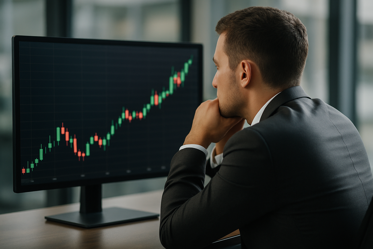 Trader analisando gráfico na tela para entender o que é day trade.